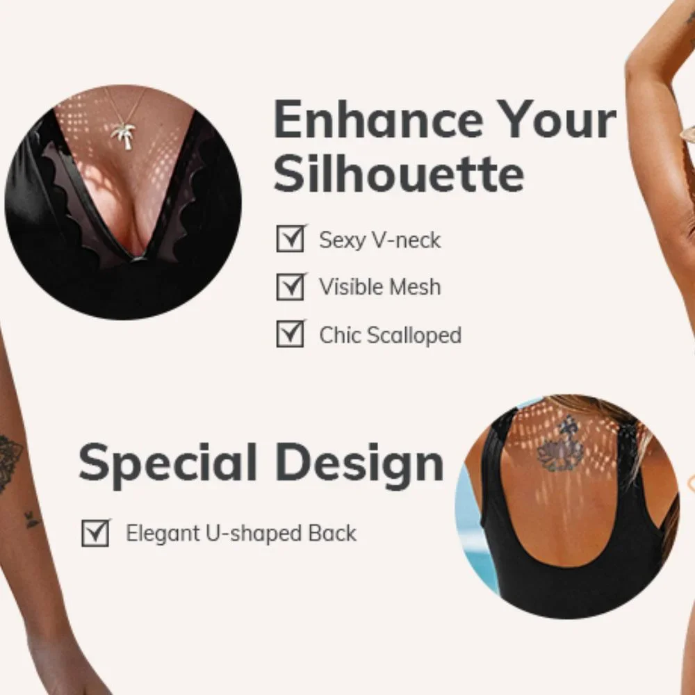CUPSHE Sheer Mesh Swimsuit with Wave Edges -  NEW WITH TAGS! - Picture 7 of 13